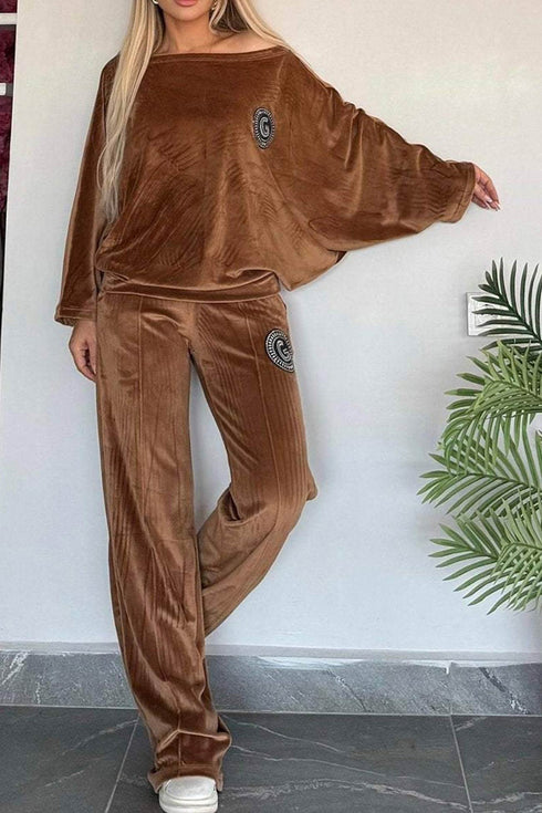'Fauna' Long Sleeve Top and Pants Set - Celes Fashion